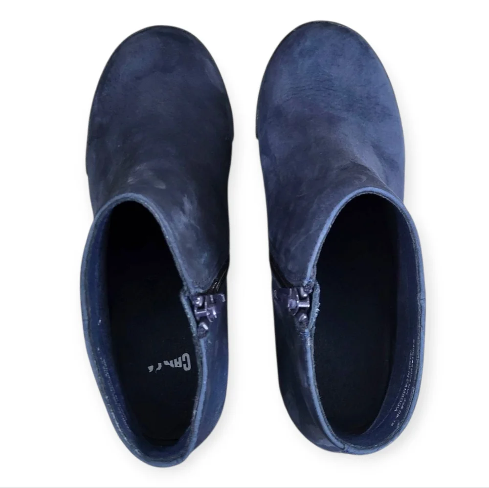 CAMPER Lotta Blue Ankle Boots Nubuck Chunky Heel Size 5